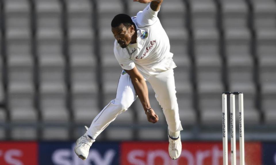 West Indies’ Shannon Gabriel took three for 62 and was a constant danger to the England batsmen on the fourth day of the first Test.