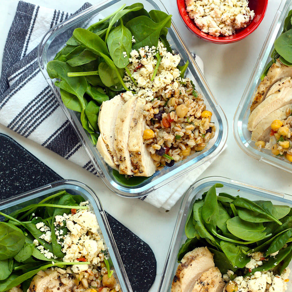 Middle Eastern Salad Bowls with Farro & Chicken