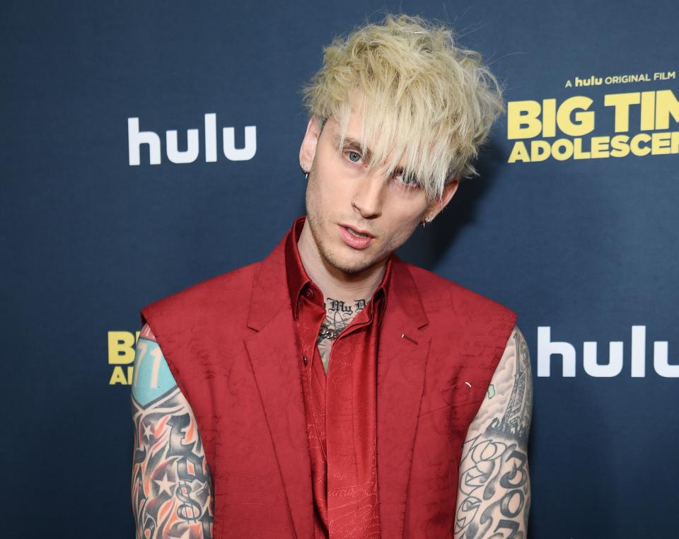 A closeup of MGK