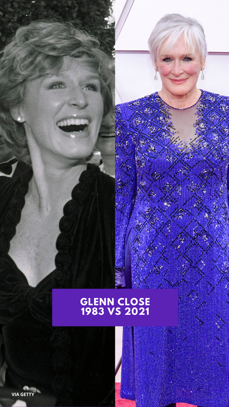 GLENN CLOSE (1983 vs 2021) 奧斯卡紅地毯今昔對比