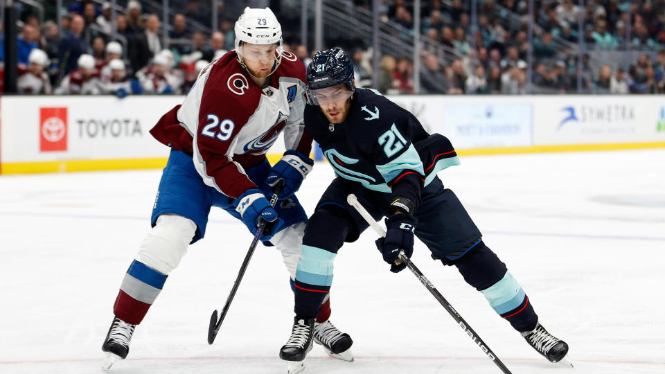 The Kraken may be new to the NHL playoffs, but they&#39;ll have their sights set on eliminating the defending Stanley Cup champion Avalanche in the first round. (Getty Images)