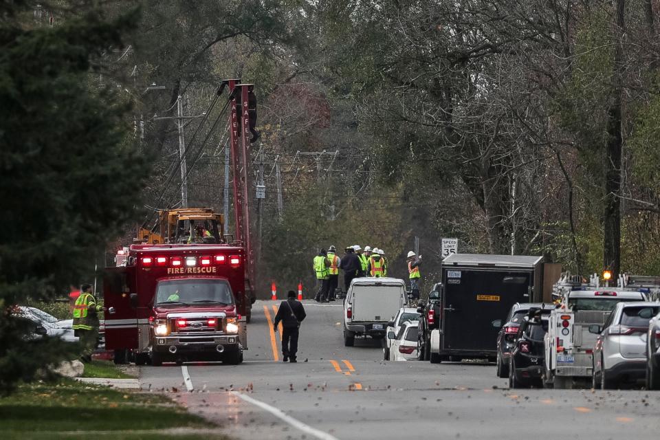 Officials respond to a CSX train derailment near Shook Road and Wick Road in Romulus on Thursday, Nov. 2, 2023.