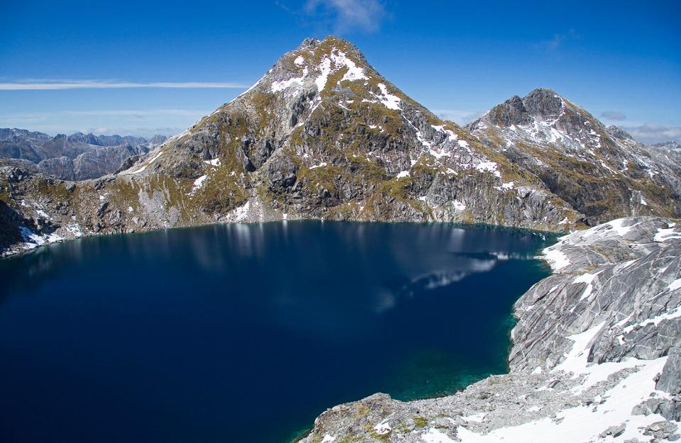 mall Lake high on Mt Kidd Kepler Mountains Fiordland National Park South Island New Zealand aerial