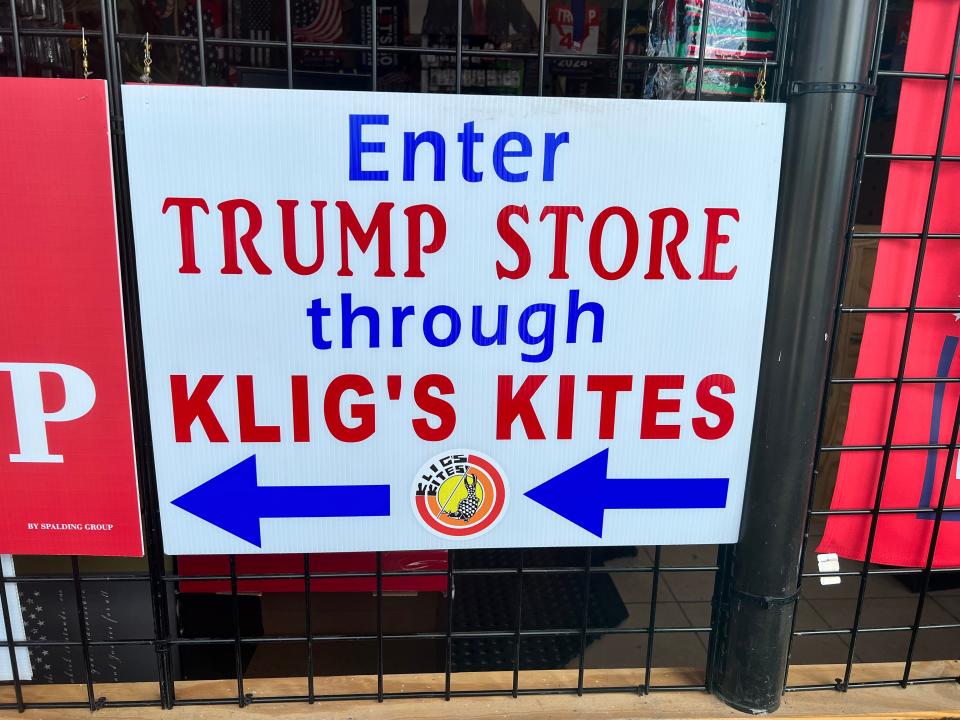 Trump superstore direction sign.