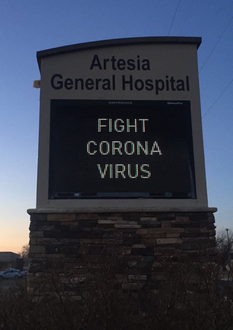 A sign at Artesia General Hospital on Jan. 24, 2022 reminds Eddy County residents to fight COVID-19.