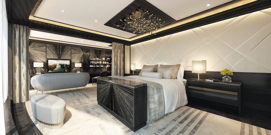 Los huéspedes de la habitación principal duerme en la comodidad de una cama Vividus de 200.000 dólares, hecha a la medida por la reconocida marca sueca Hästens. (Foto ©RSSC)