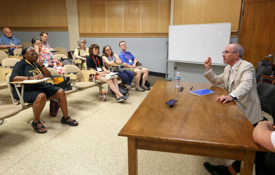 Paul Edwards, executive director at BYU’s Wheatley Institute, talks about the “Utah Way” during a breakout session at the Braver Angels National Convention at Gettysburg College in Gettysburg, Pa., on Friday, July 7, 2023. | Kristin Murphy, Deseret News