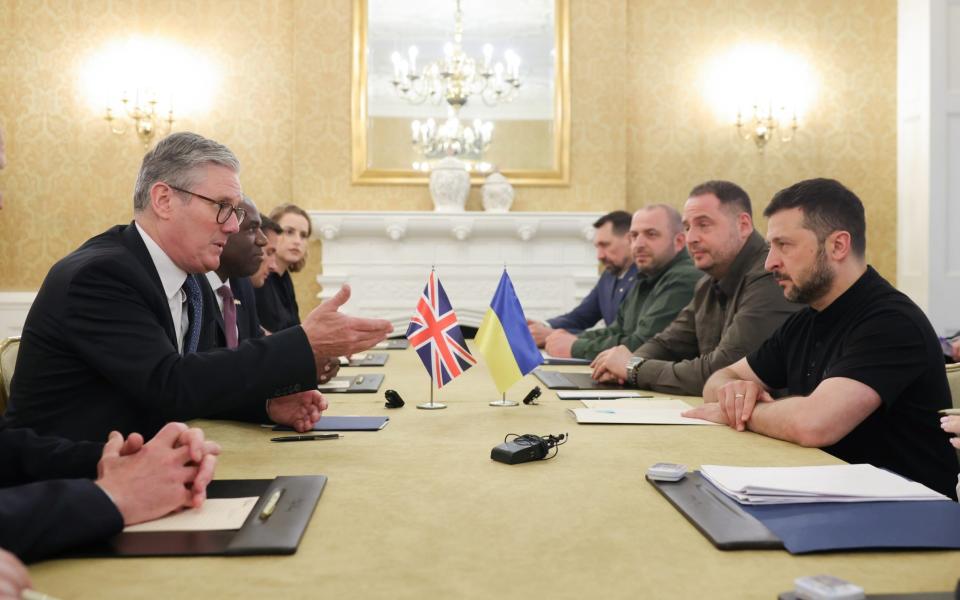 Sir Keir Starmer, the Prime Minister meets Volodymyr Zelensky, the Ukrainian president, at the Nato summit in Washington DC