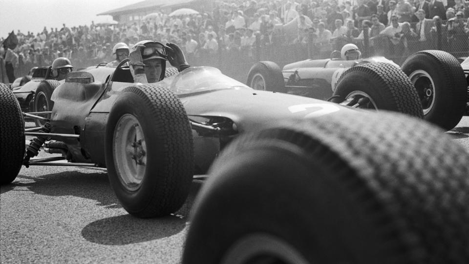 Ferrari's John Surtees before the start of the 1964 Dutch Grand Prix.