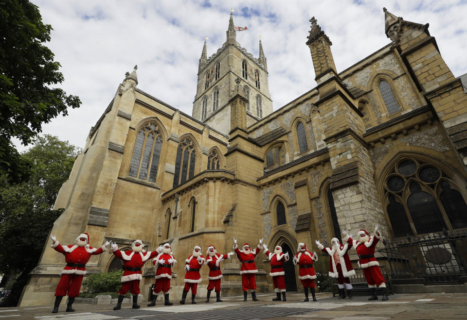 Virus Outbreak Britain Santa School