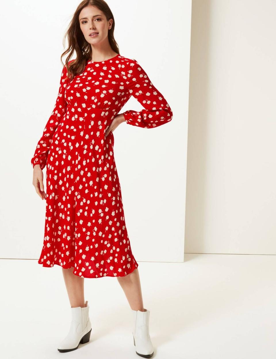 5) Floral print midi dress