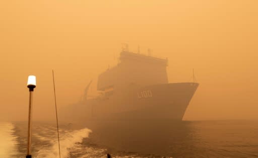 HMAS Choules has been deployed off the coast of Mallacoota to help in the evacuation