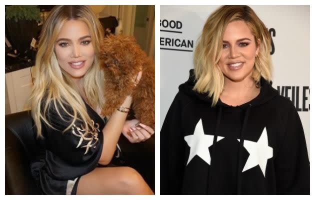 After posting her Instagram photo (left), fans speculated Khloe's nose looked different to before. Photo: Instagram