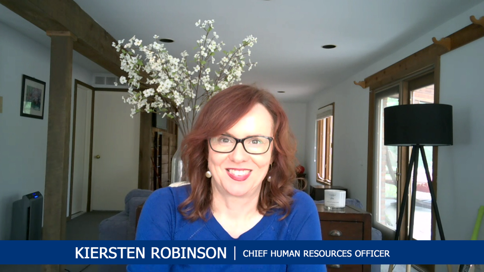 Kiersten Robinson,  chief human resources officer, presents to a Ford global town hall from her home in Franklin via Webex on May 28, 2020.