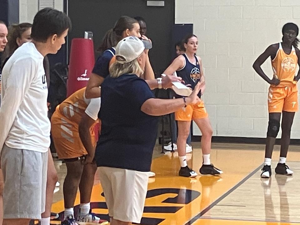 UTEP women's basketball coach Keitha Adams leads practice Monday at the Foster Stevens Center