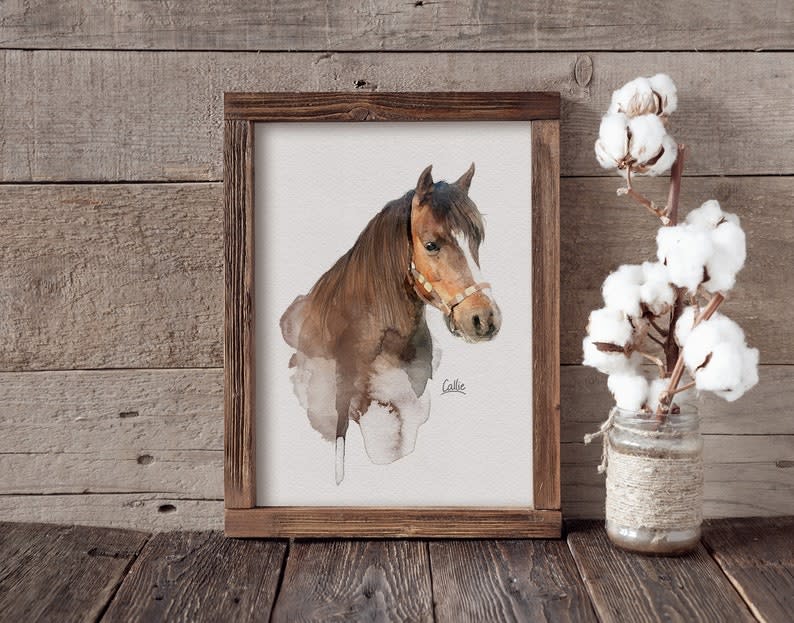 <p><a href="https://go.redirectingat.com?id=74968X1596630&url=https%3A%2F%2Fwww.etsy.com%2Flisting%2F1541744261%2Fcustom-horse-watercolor-portrait-hand&sref=https%3A%2F%2Fwww.goodhousekeeping.com%2Fholidays%2Fgift-ideas%2Fg61803490%2Fgifts-for-horse-lovers%2F" rel="nofollow noopener" target="_blank" data-ylk="slk:Shop Now;elm:context_link;itc:0;sec:content-canvas" class="link rapid-noclick-resp">Shop Now</a></p> <p>Custom Horse Watercolor Portrait </p> <p>etsy.com</p> <p>$45.05</p>