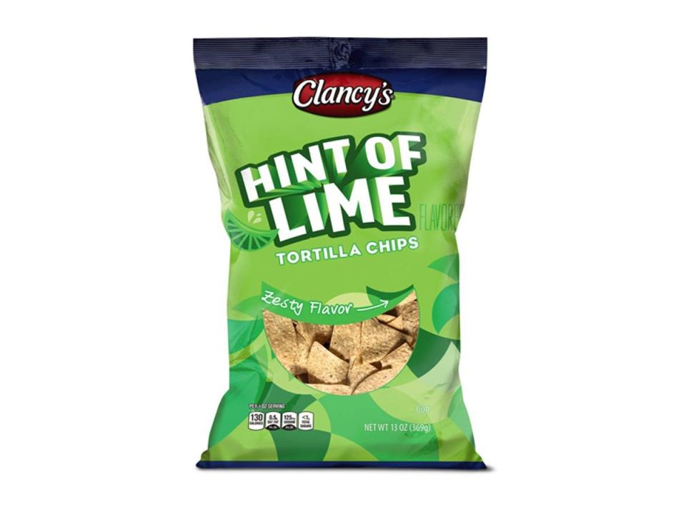 Green bag of lime tortilla chips from Aldi