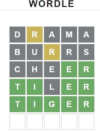 You get six tries to guess the Wordle word of the day. If you guess a letter in the right spot, then it turns green. If you guess a letter that's in the word but in the wrong spot, then it turns yellow.