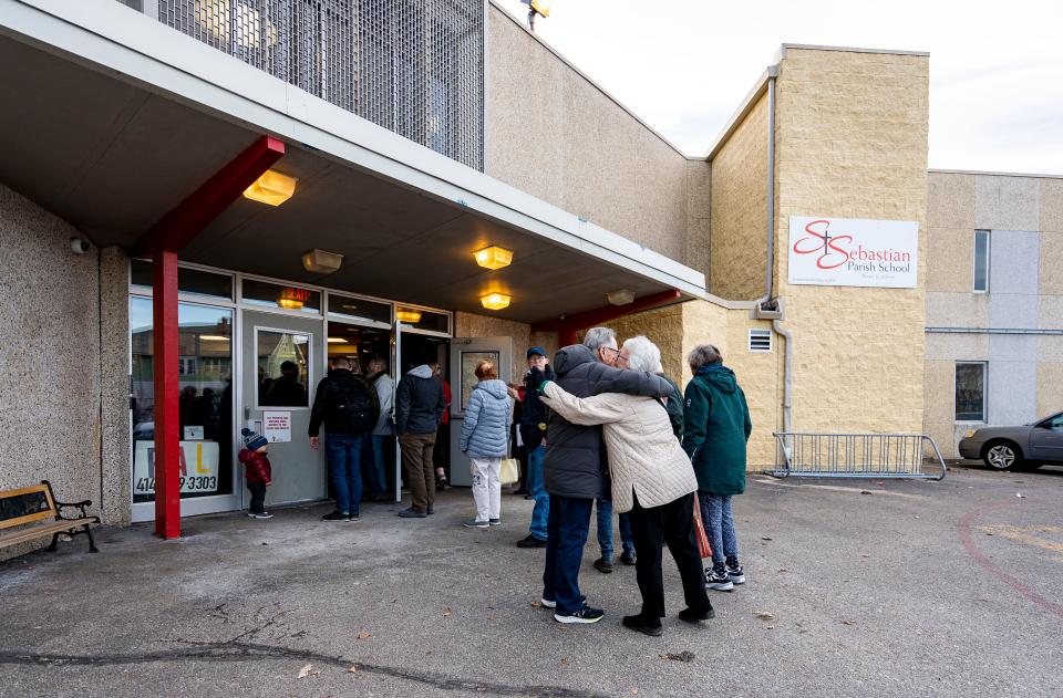 The line for the St. Sebastian Parish fish fry extended up the stairs from the basement and into the parking lot on March 1, an indication it was busier than normal.