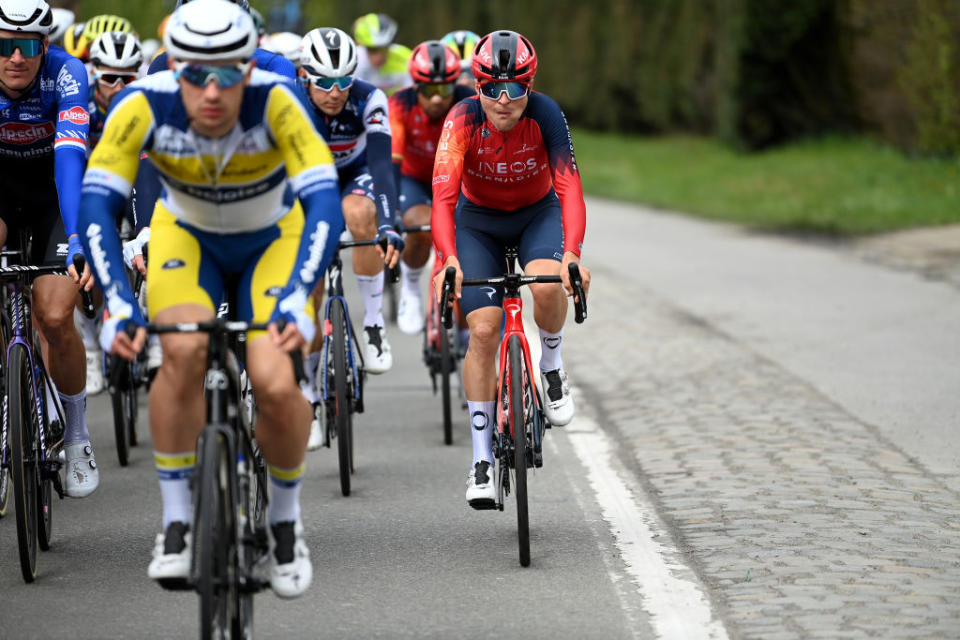 WAREGEM BELGIUM  MARCH 29 Thomas Pidcock of The United Kingdom and Team INEOS Grenadiers competes during the 77th Dwars Door Vlaanderen 2023  Mens Elite a 1837km one day race from Roeselare to Waregem  DDV23  on March 29 2023 in Waregem Belgium Photo by Tim de WaeleGetty Images