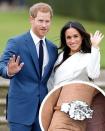 <p>Meanwhile Harry went for something different and gave his love Meghan Markle this three diamond ring made up of one large diamond sourced from Botswana - where the couple had their first holiday - and two smaller ones from his mother's collection.</p>