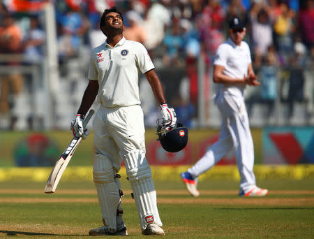 Cricket - India v England - Fourth Test cricket match - Wankhede Stadium, Mumbai, India - 11/12/16. India's Jayant Yadav celebrates his century. REUTERS/Danish Siddiqui