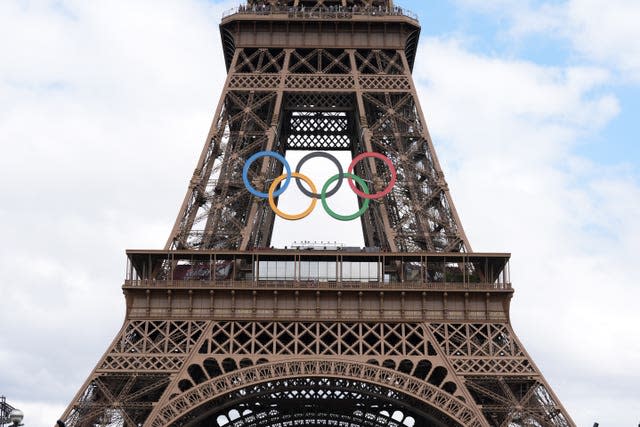 Olympic rings on the Eiffel Tower