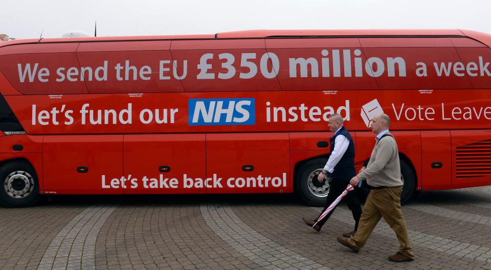 The Vote Leave campaign bus is parked in Truro, Cornwall, ahead of its inaugural journey which will criss-cross the country over the coming weeks to take the Brexit message to all corners of the UK before the June 23 referendum.