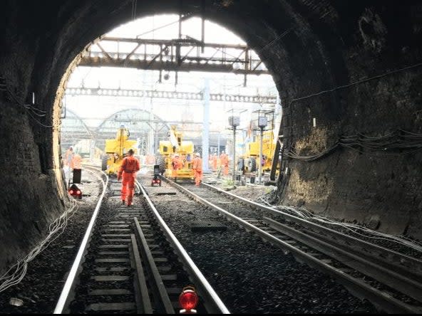 Work station: Network Rail crew at the Gasworks Tunnel, just outside King's Cross station in London  (Network Rail)