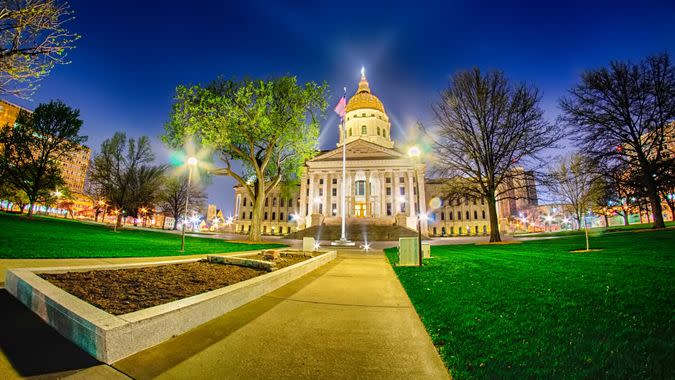 topeka kansas downtown at night.