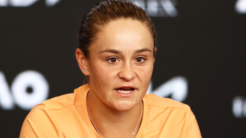 Ash Barty has refused to blame a medical timeout taken by quarter-final opponent Karolina Muchova for her shock collapse out of the Australian Open. (Photo by Matt King/Getty Images)