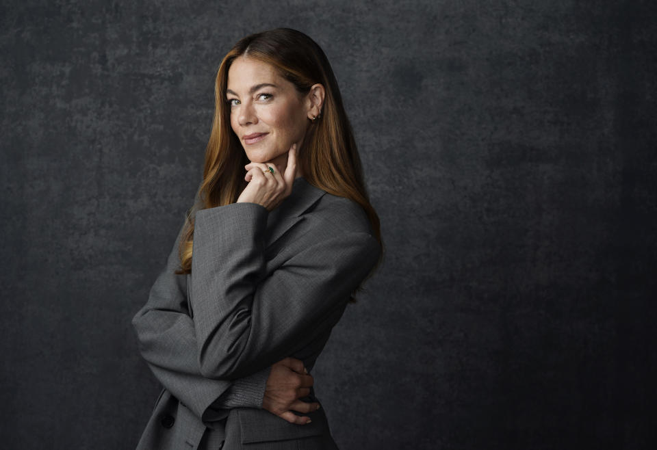 Actor Michelle Monaghan poses for a portrait to promote the Netflix limited series "Echoes," Monday, Aug. 15, 2022, in Los Angeles. (AP Photo/Chris Pizzello)