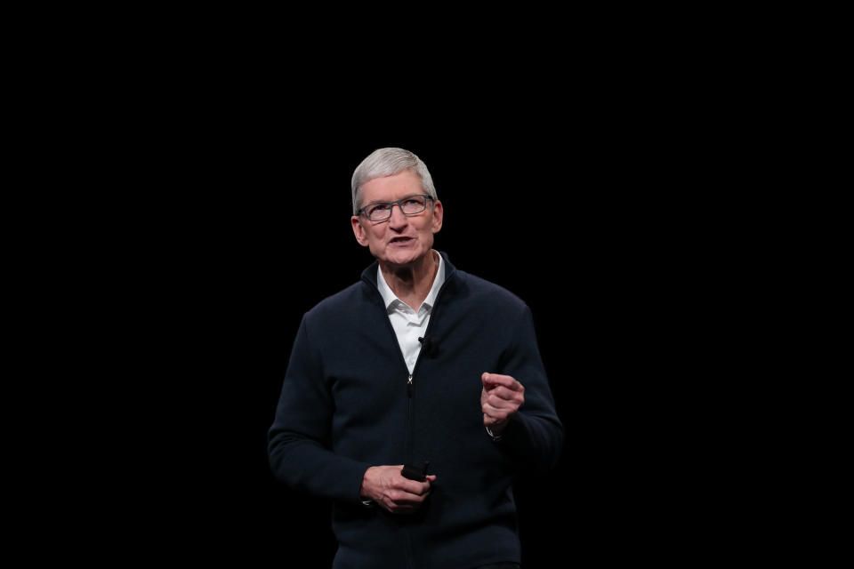 Apple CEO Tim Cook speaks during an Apple launch event in the Brooklyn borough of New York, U.S., October 30, 2018. REUTERS/Shannon Stapleton