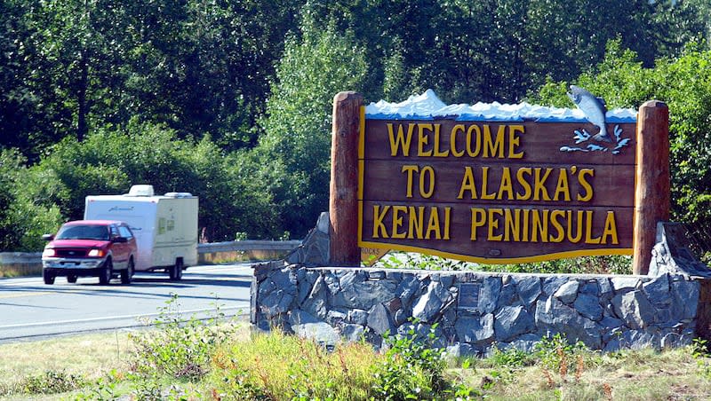 A vehicle drives down the Seward Highway near Turnagain Pass leaving Alaska's Kenai Peninsula, Sept. 6, 2004. Alaska was listed as the most federally dependent state in a new WalletHub study.