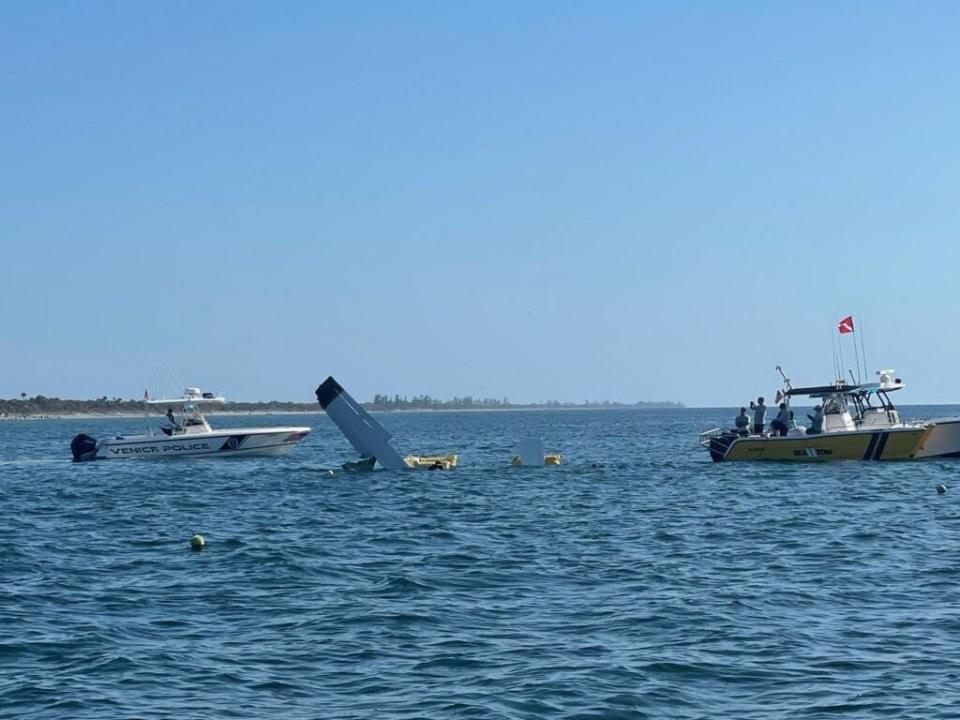 Sea Tow Venice towed a 1976 Piper Cherokee that crashed Saturday night into the Gulf of Mexico to Higel Park Marina Monday evening. A family of three rented the plane in St. Petersburg and reportedly flew to Venice for dinner. The victims were identified Tuesday as pilot Christian Kath, 42, his wife Misty Kath, 43, and their daughter Lily, 12.