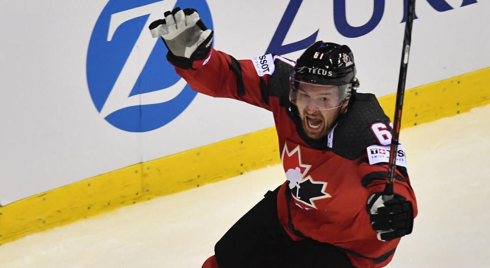 Mark Stone lifted Canada in overtime Thursday in Kosice. (Getty)