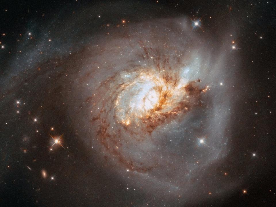 An animated gif shows picture from Hubble and James Webb space telescopes of NGC 3256