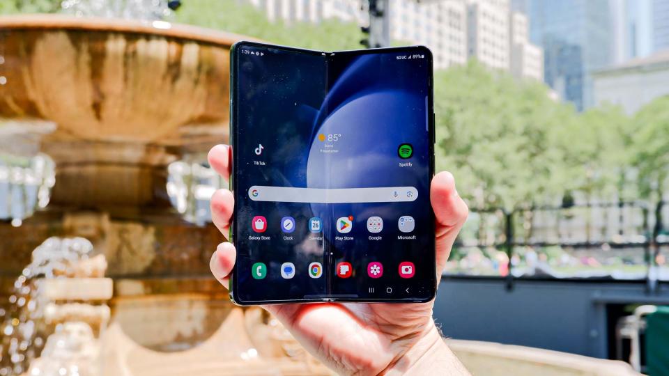 Samsung Galaxy Z Fold 5 in hand half folded