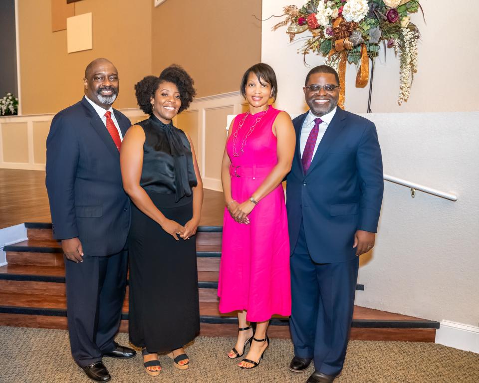 From left to right are Dr. Mark Croston and his wife Brenda Croston, both of Lifeway Christian Resources in Nashville, Tennessee, Dr. Courtney A. Taylor, first lady of Springhill Baptist Church, and the Rev. Adrian S. Taylor, pastor of Springhill after a service celebrating academic achievement at the church on Aug. 7.