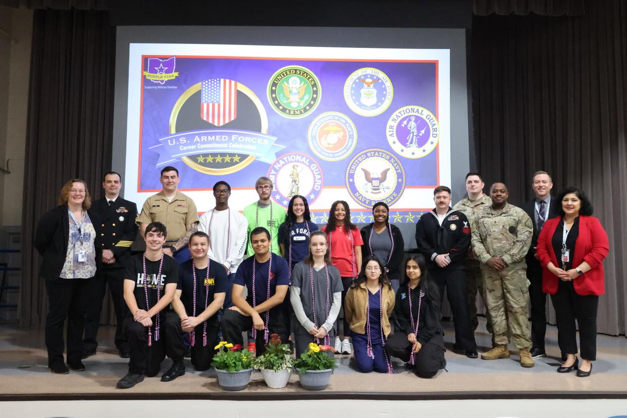 The Fairfield Career Center enlistment celebration taken on April 25, 2024. Fairfield Career Center was recently named among more than 150 schools in Ohio to be granted Purple Star designation by the Ohio Department of Education and Workforce.