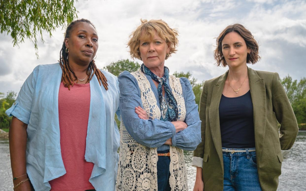 Jo Martin, Samantha Bond and Cara Horgan in The Marlow Murder Club