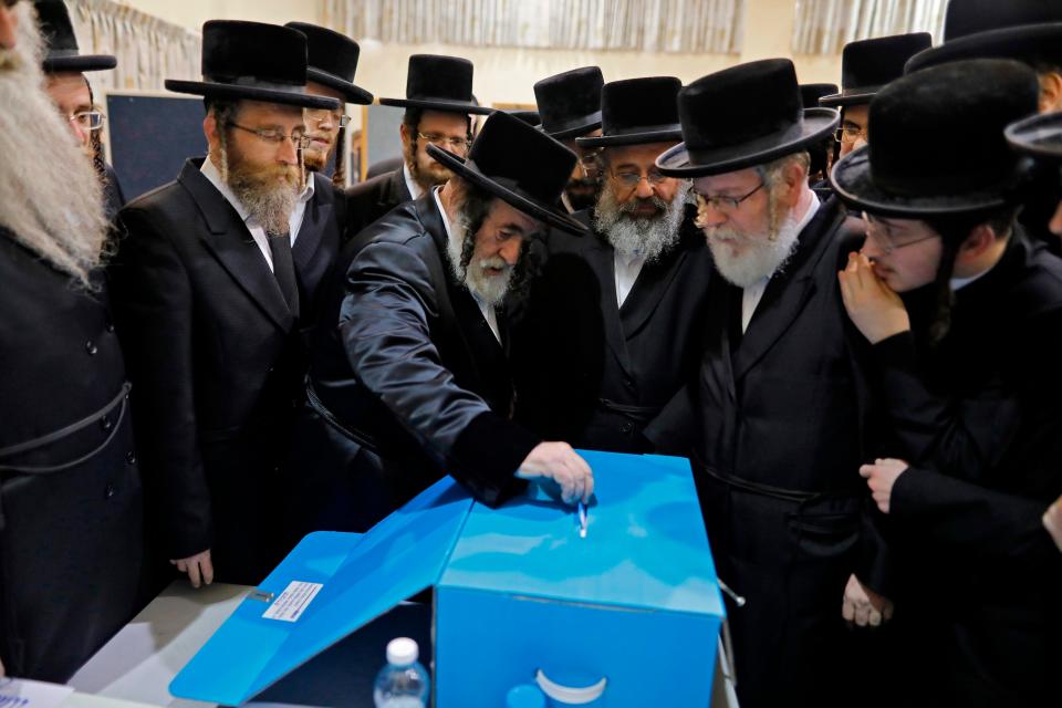 Ultra-Orthodox Jews vote in Israel on March 2, 2020.