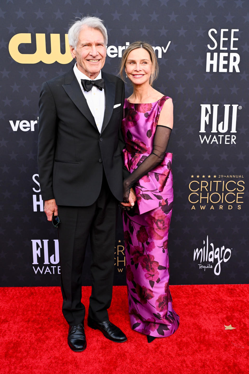 Harrison Ford and Calista Flockhart at The 29th Critics' Choice Awards held at The Barker Hangar on January 14, 2024 in Santa Monica, California.