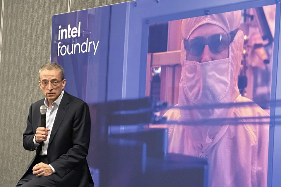 Intel CEO Pat Gelsinger discusses his company's plans to capitalize on the booming demand for the chips needed to power artificial intelligence, Wednesday, Feb. 21, 2024 during a conference in San Jose, Calif. (AP Photo/Michael Liedtke)