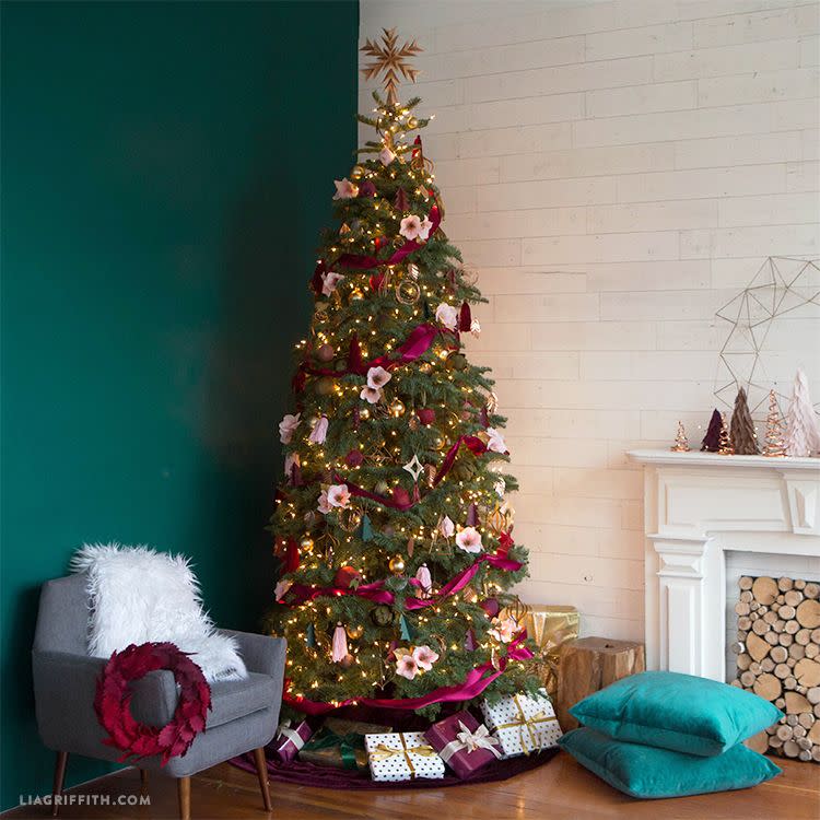 31) Jewel-Toned and Metallic Christmas Tree