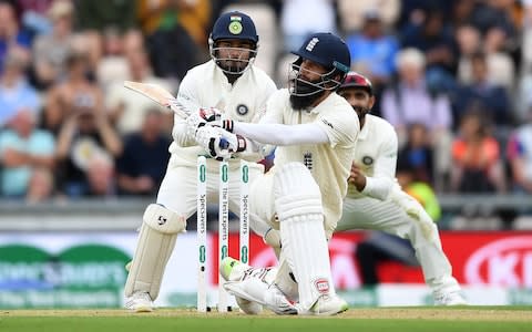 Moeen Ali batting for England against India - Credit: Getty images