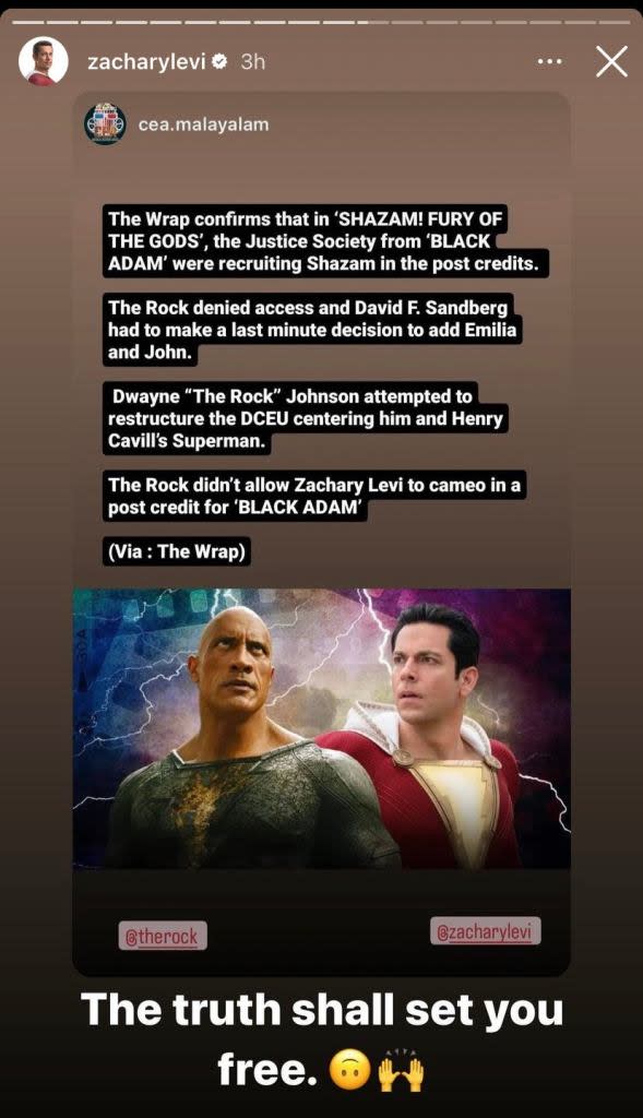 Zachary Levi Backs Report That Dwayne Johnson Nixed Post-Credit