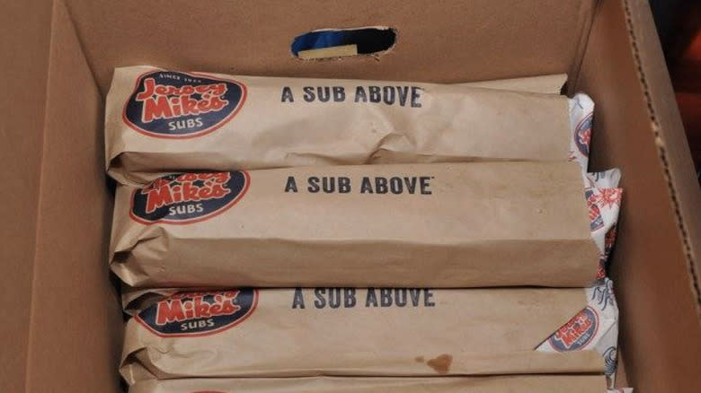 Jersey Mike's Subs arranged next to each other