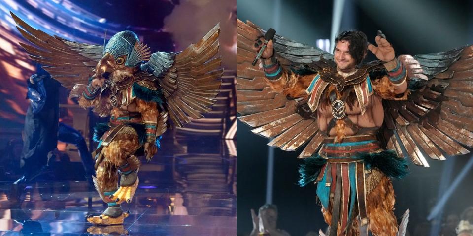 Tyler Posey in a Hawk costume on "The Masked Singer."