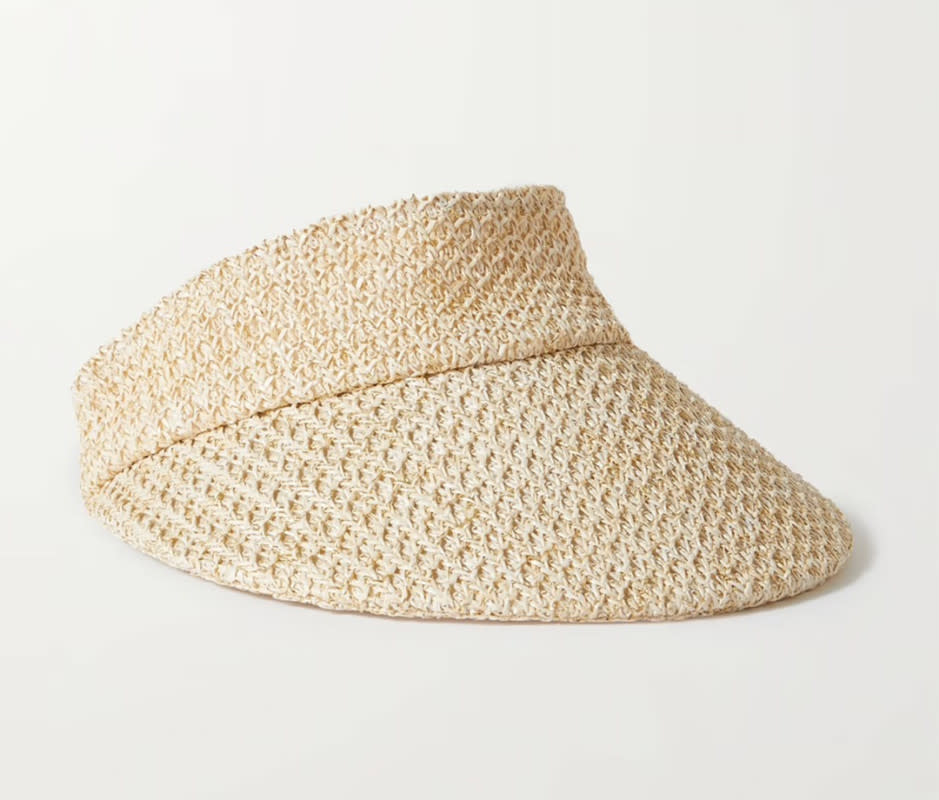 <p>Keep the sun out of your player’s face in style with <a href="https://www.net-a-porter.com/en-us/shop/product/eugenia-kim/accessories/sunhats/micky-metallic-straw-effect-visor/1647597306936387" rel="nofollow noopener" target="_blank" data-ylk="slk:Eugenia Kim Micky Metallic Straw-Effect Visor;elm:context_link;itc:0;sec:content-canvas" class="link ">Eugenia Kim Micky Metallic Straw-Effect Visor</a>. The straw-like fabric is imbued with golden thread that catches fading afternoon light beautifully. An elasticated back tab keeps the visor secure but doesn't feel constricting, making it comfortable for all-day wear. </p>